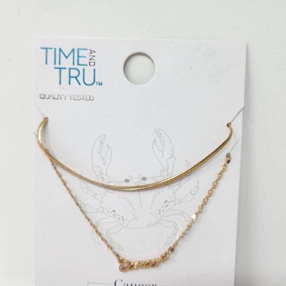 Time And Tru Cancer Zodiac 16" & 18" Gold-Tone Necklaces With Extenders - Picture 4 of 7